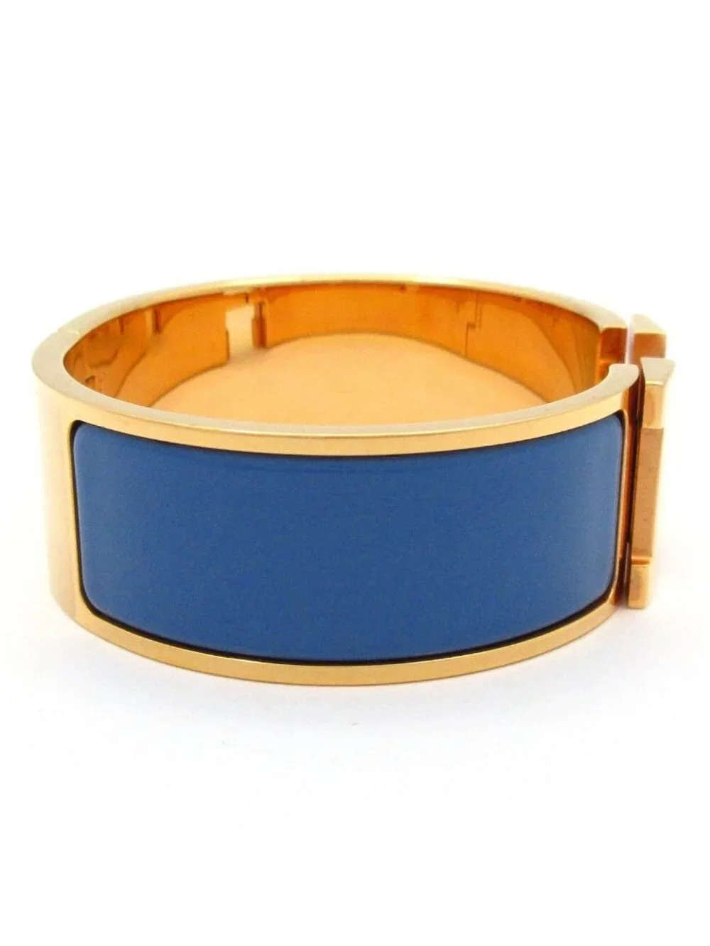 Hermes Bangle Clic Clac Pink Gold Blue Bracelet